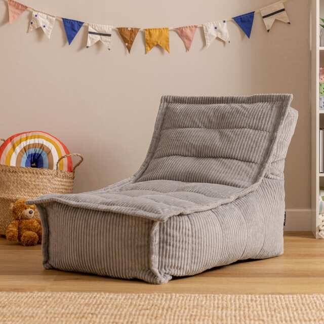 Icon Kids Dolce Jumbo Cord Lounger Bean Bag, Light Grey