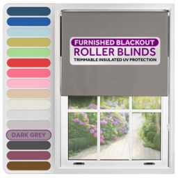 Blackout Roller Blind 90cm Wide x 165cm Long Grey Dark Grey