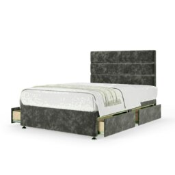 Charcoal Chenille 4 Drawer Divan Base and Milan Headboard King Size