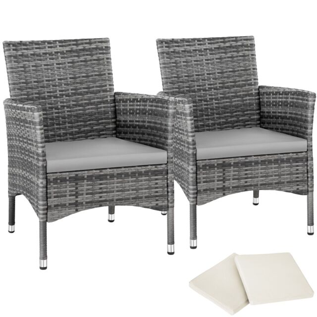 Garden Chair Nantes Set of 2 - weather and UV-resistant, 2 sets of cushion covers Grey grey/light grey 2