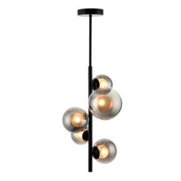 Cole - Black with Smoke Glass 5 Light Ceiling Pendant
