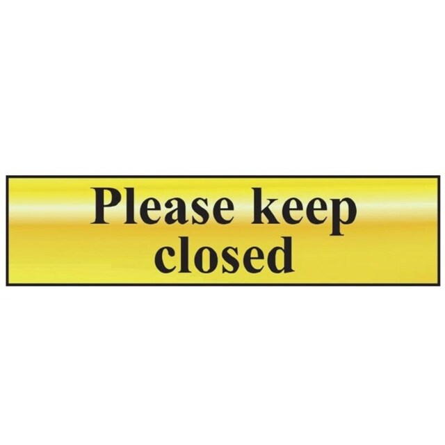 Scan Please Keep Closed - Polished Brass Effect 200 X 50mm - Polished Brass - 200 x 50mm