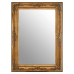 Baroque Rectangular Antique Gold Wall Mirror,Bevelled Edge Mirror With Floral Motif,Hanging Mirror For Décor Gold