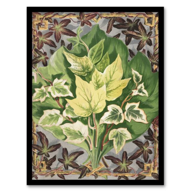 "Art Nouveau Ivy Leaves Painting Hibberd Framed Wall Art Print 12X16"""
