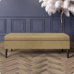 Safar Plain 150cm Ottoman Storage Bench - Plush Velvet Shoe Bench - Mink Upholstery Footstool with Storage