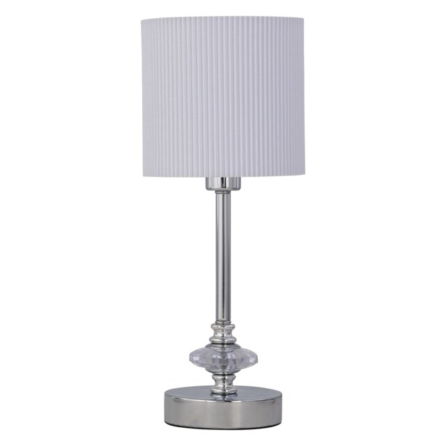 Chrome Jewelled Table Lamp with White Pleat Shade Chrome White Medium 1