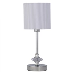 Chrome Jewelled Table Lamp with White Pleat Shade Chrome White Medium 1