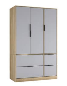 FUJI 3 Door 4 Drawer Wardrobe Brown Oak & Grey 117 x 55 x 8.5 1