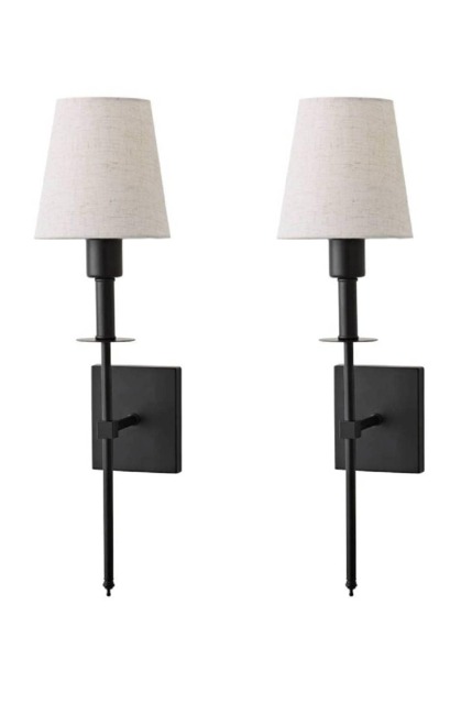 ValueLights Kincaid Pair Black Rechargeable Easy Fit Wall Light