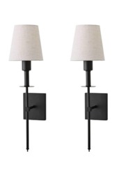 ValueLights Kincaid Pair Black Rechargeable Easy Fit Wall Light