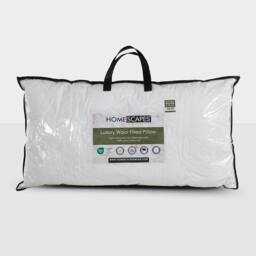 "Homescapes Premium Wool King Size Pillow with Quilted Case White 48cm x 90cm (19"" x 35"")"