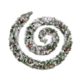 Best Artificial 12ft Frosted Luxury Christmas Garland with Pine Cones & 100 Bright White Battery Lights