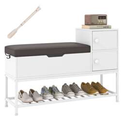 COSTWAY Shoe Storage Bench Shoe Rack Stand with Flip Top Storage-White