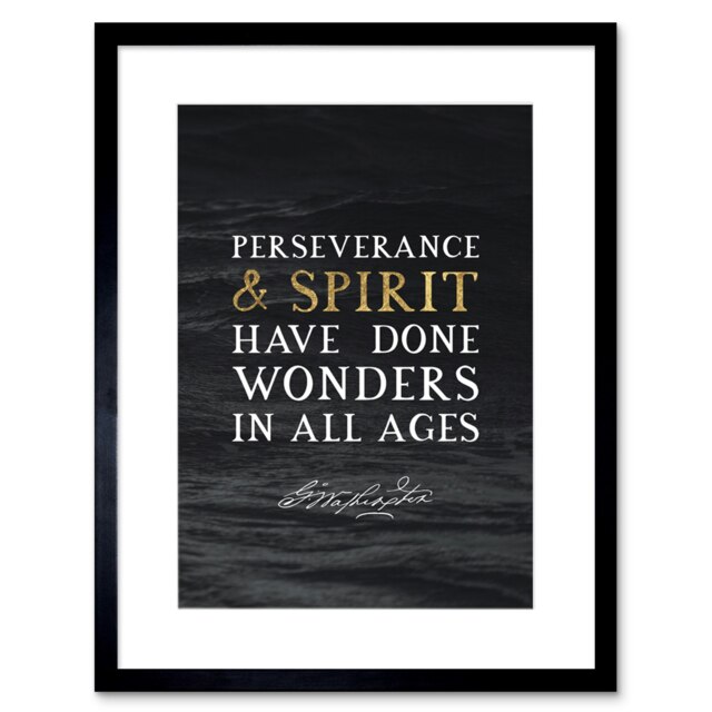 "Slate Quote George Washington Perseverance Spirit 9x7"" Black Framed Wall Art Print"