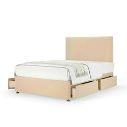 Neptune Spring Natural Plush Velvet 4 Drawer Divan Set And Valencia Headboard Double