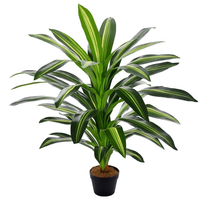 Outsunny 110cm3.6FT Artificial Dracaena Tree Decorative Plant 40 Leaves with Nursery Pot, Fake Tropical Tree for Indoor Decor