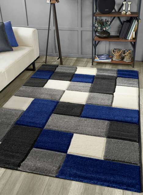 Home Republic Dexter Carved Rug - 60 x 110 Blue