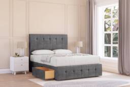 "Sloomy Cambridge Steel Plush Divan Bed With Mattress 4 Drawers With 26"" Strutted Headboard & 12"" Matching Footboard 4' Small Double Grey Steel Small Double 1"