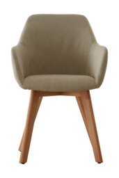 Orsina Stone Fabric Chair With Wood Legs, Backrest Dining Chair, Space-Saving Office Accent Chair