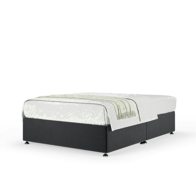 Graphite Plush Velvet No Drawer Divan Base Super King