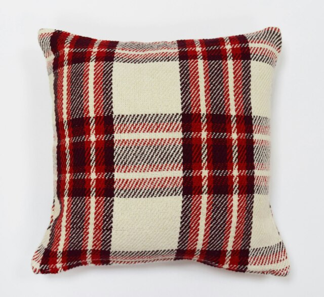 Highland Check Cushion Cover with Cusion Pads (45x45 cm) Red 43 x 43 cm 1