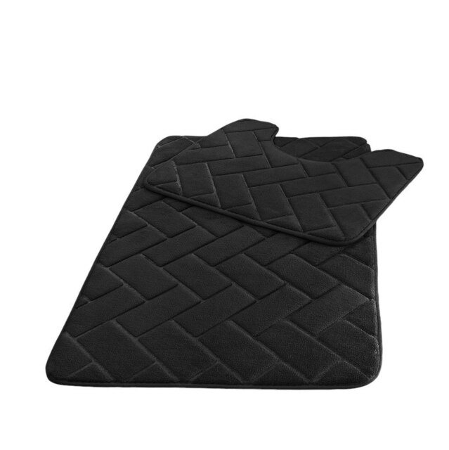 Memory Foam BLOCKS Bath Mat Set Black