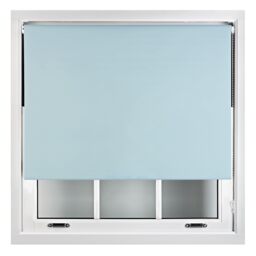 Blackout Roller Blind 130cm Wide x 165cm Long Metal Fittings Blue Duck Egg Blue