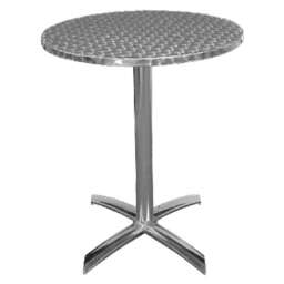 Leit61 Round Bistro Indoor Outdoor Aluminium Flip Top Folding Table. Silver