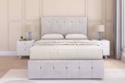 Sloomy Cambridge Silver Plush Divan Bed Base 4 Drawers With 54 Inch Floor Standing Headboard & 12 Inch Matching Footboard Silver Silver Super King 1