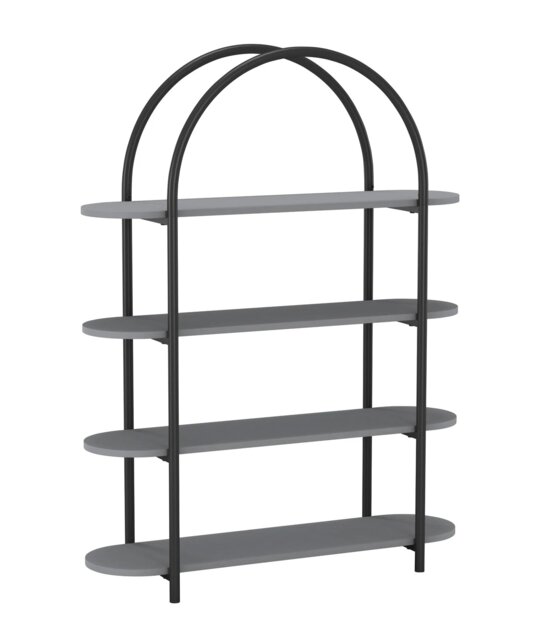 4 Tier Wooden Shelving Arched Unit Industrial Storage Bookcase Display Shelves Multi Grey