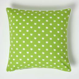 Homescapes Cotton Green Stars Cushion Cover - 60 x 60 cm Green Green 60 x 60 cm