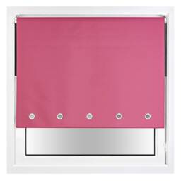 FURNISHED Blackout Roller Blind with Round Eyelets & Metal Fittings Pink Fuchsia (W) 50cm x (L) 165cm