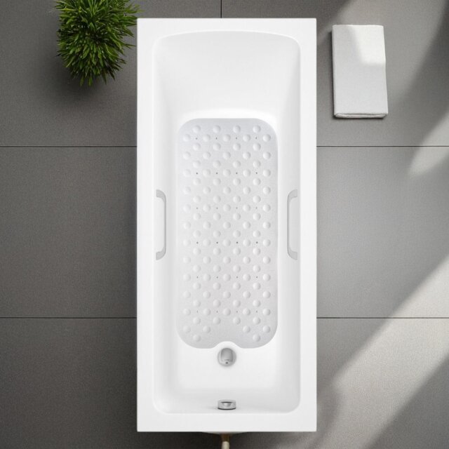 Showerdrape Orbit White Extra Long Anti Slip Bath Mat 90cm x 40cm Multi 1
