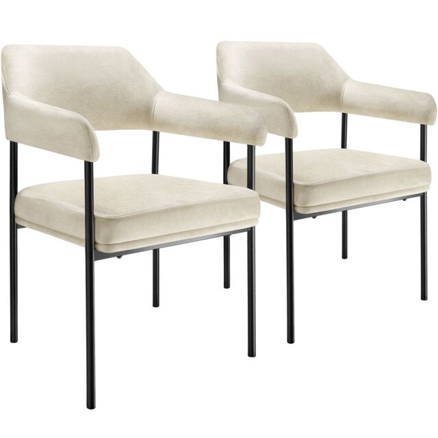 Armchair Doe - durable fabric, black powder-coated legs, 120 kg load, 58 x 62 x 85 cm White velvet look off-white 2