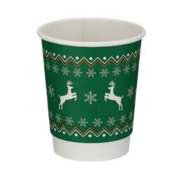 500 x Go-Pak Christmas 8oz Double Wall Paper Cups Festive Hot Drink Cups