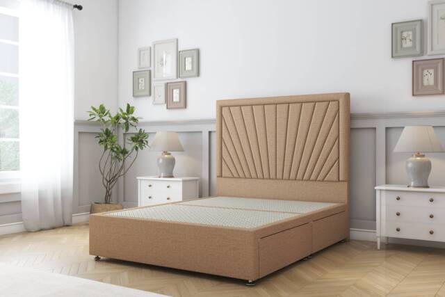 Sloomy Somerset Latte Dumfries Divan Bed Base 2 Drawers Same Side With 26 Inch Strutted Headboard Brown Latte Double 1