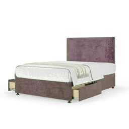 Mauve Naples Velvet 2 Drawer Divan Base and Valencia Headboard Double