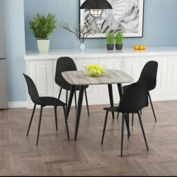 Aspen Grey Oak Effect 80cm Square Dining Table with 4 Moulded Curve Design Chairs - Compact Kitchen and Dining Set Grey Grey Oak Effect One Size 1