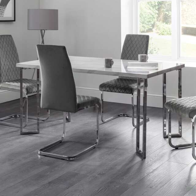 Premium Portofino 150cm Marble & Chrome Dining Table