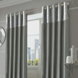 "OHS Manhattan Crushed Velvet Band Thermal Blackout Curtains, 66x72"" - Silver"