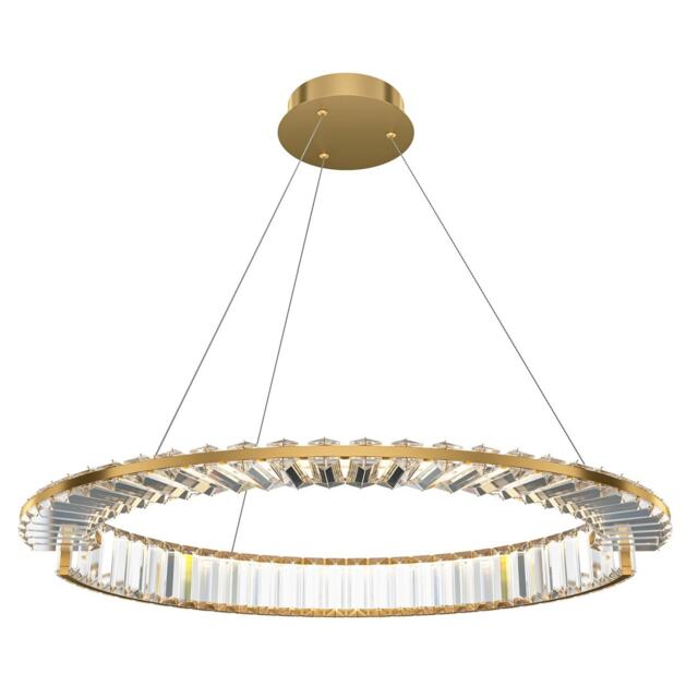 Krone Modern 60cm Pendant Ceiling Light Brass 3000K 2340lm Crystal Shade