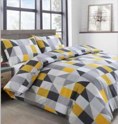 Velosso Jazz Printed Cotton Blend Duvet Cover and Pillowcase Set Yellow Double