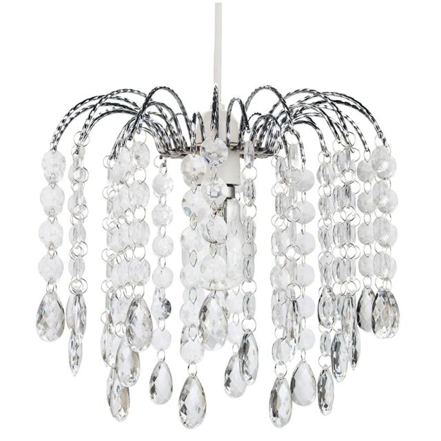 Contemporary Waterfall Pendant Shade with Transparent Acrylic Droplets and Beads Clear Transparent 1