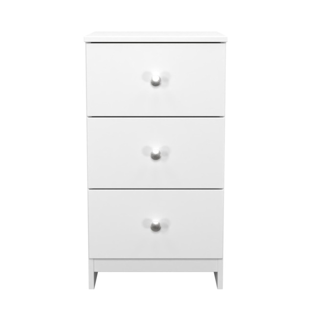 Heydon 3 Drawer Bedside Cabinet in White & White Matt (Ready Assembled) White White & White Matt