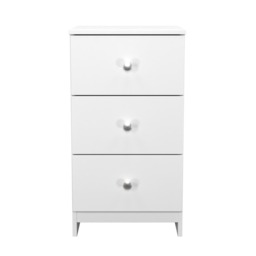 Heydon 3 Drawer Bedside Cabinet in White & White Matt (Ready Assembled) White White & White Matt