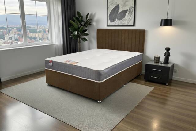 Emily Naples Divan Bed, 0 Drawers + Sprung Memory Mattress & Headboard