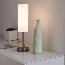 EGLO Troy 3 White Satin Nickel Steel & Glass Table Lamp