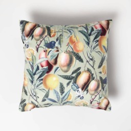 Homescapes Mango Tree Green Filled Velvet Cushion - 46 x 46 cm Green 46 x 46 cm 1