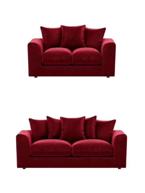 PLUSH VELVET RED 3+2 SEATER SOFA SET SUITE
