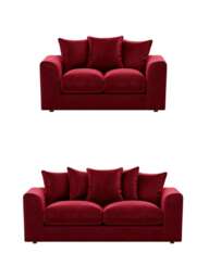 PLUSH VELVET RED 3+2 SEATER SOFA SET SUITE
